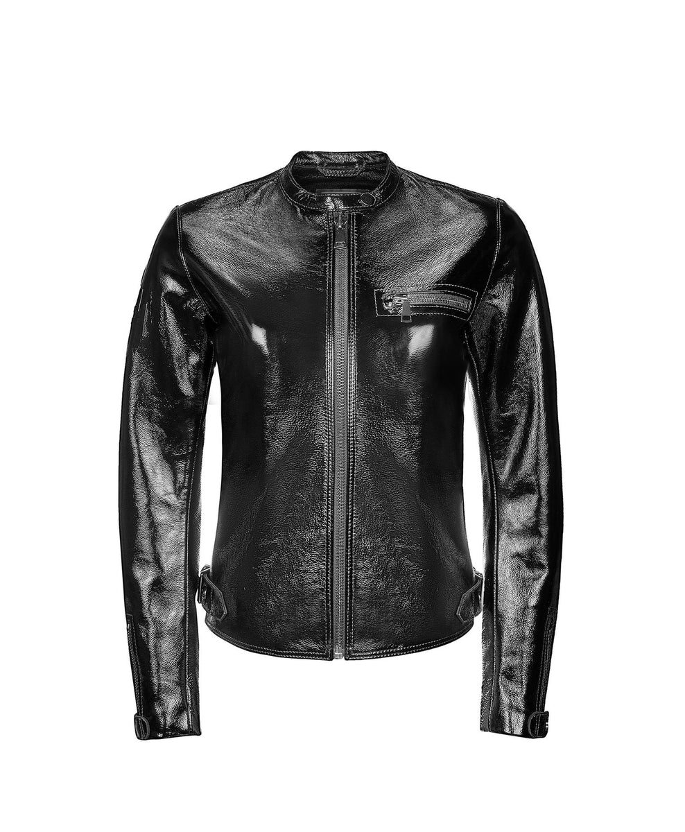 Patent leather moto jacket best sale